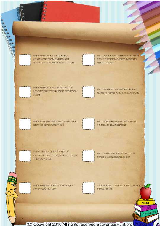 PATIENT CHART SCAVENGER HUNT