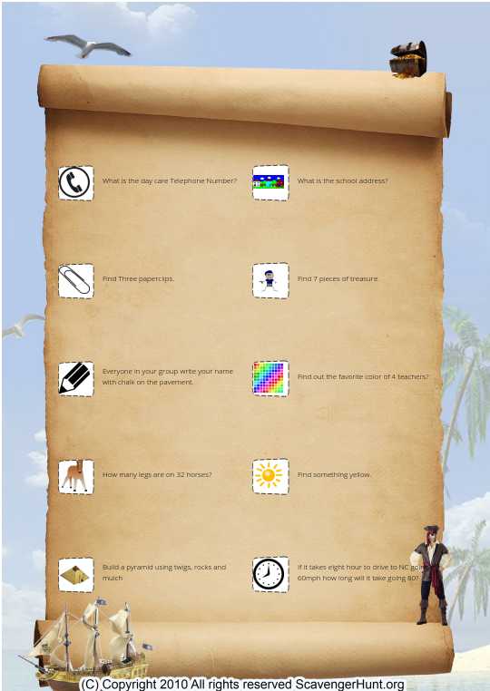 Pirate Treasure Scavenger Hunt