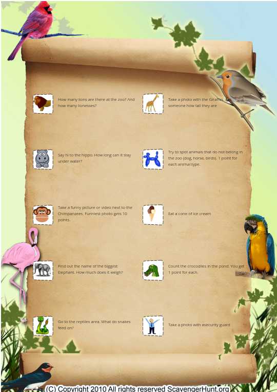 Zoo animal scavenger hunt