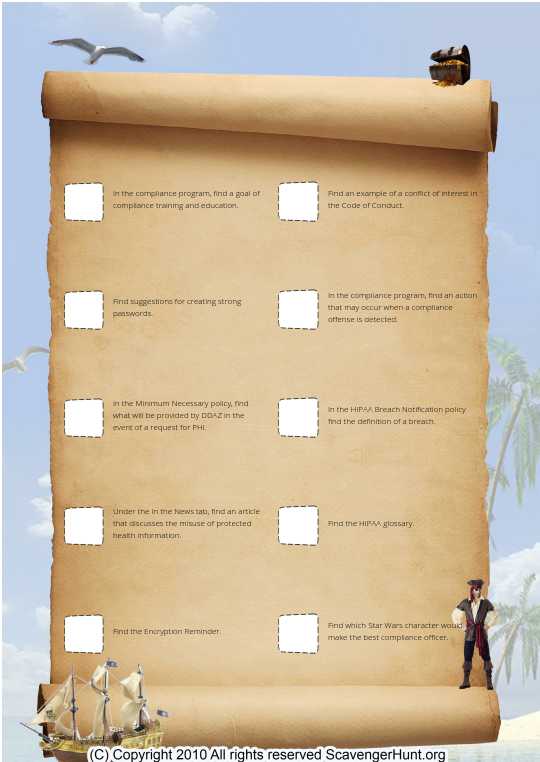 Compliance Page Treasure Hunt